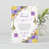 Boho水カラー春の花金ゴールドフレーム結婚ズ サンキューカード (スタンド正面)
