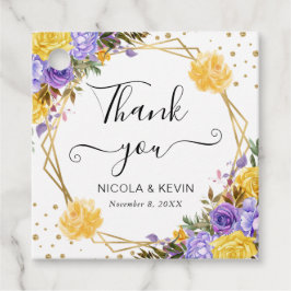 Boho水カラー春の花金ゴールドフレーム結婚ズ フェイバータグ