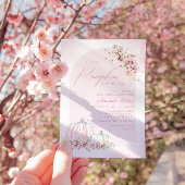 Boho水彩フローラかぼちゃガールベイビーシャワー 招待状