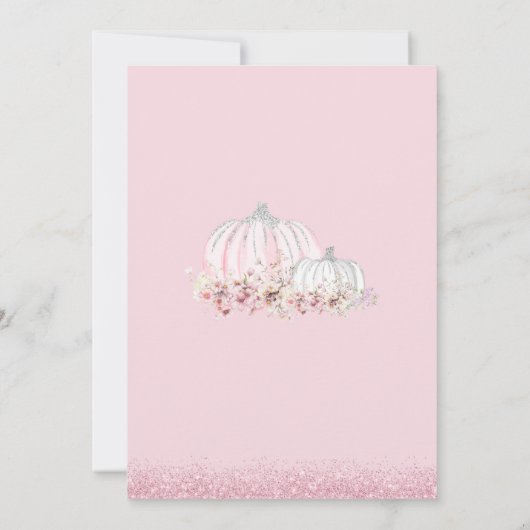 Boho水彩フローラかぼちゃガールベイビーシャワー 招待状 (裏面)