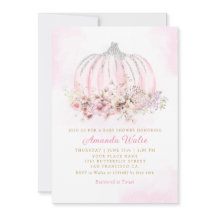 Boho水彩フローラかぼちゃガールベイビーシャワー