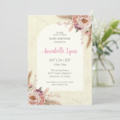 Boho水彩フローラアーチ赤ちゃんシャワー 招待状 (スタンド正面)