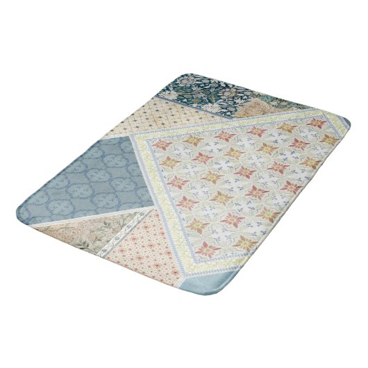 BOHO水彩フローラウィリアムモリスブルートライバル バスマット (アングル)