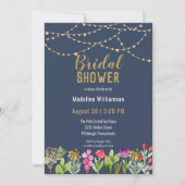 Boho水彩フローラストリングライト日付の保存 招待状 (正面)