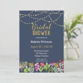 Boho水彩フローラストリングライト日付の保存 招待状 (スタンド正面)