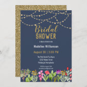 Boho水彩フローラストリングライト日付の保存 招待状 (正面/裏面)