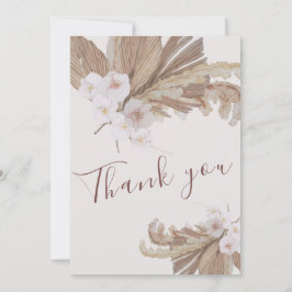 Boho水彩フローラパンパスグラスフォト サンキューカード