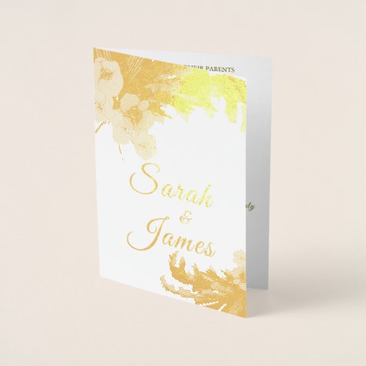 Boho水彩フローラパンパスグラスフォト 箔カード (正面)