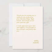 Boho水彩フローラ卒業写真フラット サンキューカード (裏面)