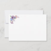 Boho水彩フローラ薄紫とティール（緑がかった色）パーソナライズ サンキューカード (裏面)