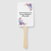 Boho水彩フローラ薄紫とティール(緑がかった色)パーソナライズ ハンドファン (裏面)