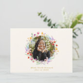 Boho水彩フローラ2写真卒業 案内状 (スタンド正面)