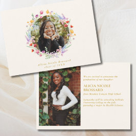 Boho水彩フローラ2写真卒業 案内状