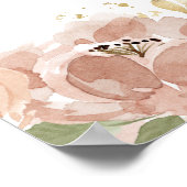 Boho水彩マウブピーチ花赤ちゃんシャワー ポスター (角)