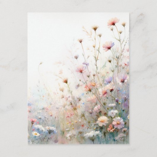 Boho水彩ワイルドフラワーフローラパーソナライズ エンクロージャーカード (裏面)