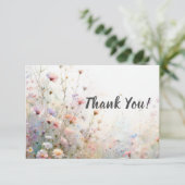 Boho水彩ワイルドフラワーフローラパーソナライズ サンキューカード (スタンド正面)