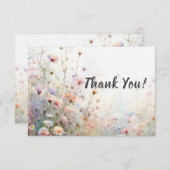 Boho水彩ワイルドフラワーフローラパーソナライズ サンキューカード (正面/裏面)