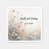 Boho水彩ワイルドフラワーフローラパーソナライズ スタンダードカクテルナプキン (正面)