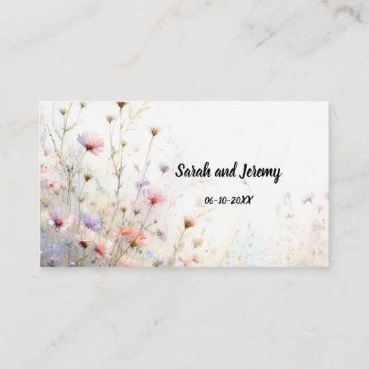 Boho水彩ワイルドフラワーフローラパーソナライズ プレイスカード (裏面)