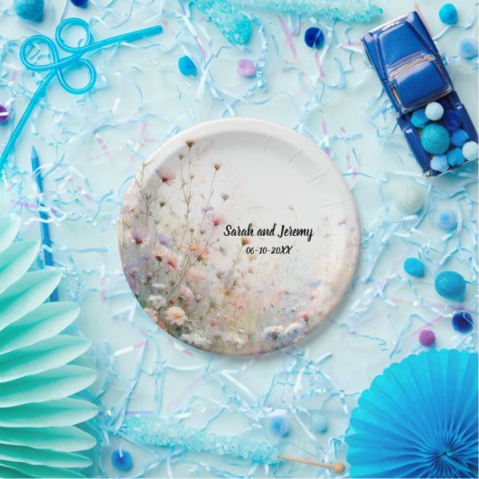 Boho水彩ワイルドフラワーフローラパーソナライズ ペーパープレート (パーティー)