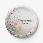 Boho水彩ワイルドフラワーフローラパーソナライズ ペーパープレート (正面)