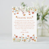 Boho水彩ワイルドフラワーベイビーシャワーありがとう サンキューカード (スタンド正面)