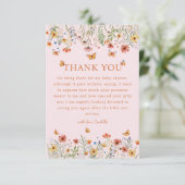Boho水彩ワイルドフラワーベイビーシャワーありがとう サンキューカード (スタンド正面)