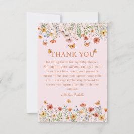 Boho水彩ワイルドフラワーベイビーシャワーありがとう サンキューカード