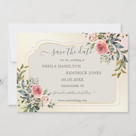 Boho水彩写真Date Cardを保存 セーブザデート (正面)