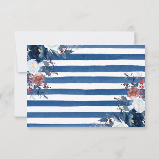 Boho水彩冬の花ウェディングRSVPカード 出欠カード (裏面)