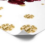 Boho水彩冬の花金ゴールドフレーム結婚ズ ポスター (角)