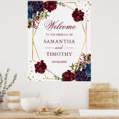 Boho水彩冬の花金ゴールドフレーム結婚ズ ポスター (キッチン)