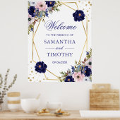 Boho水彩冬の花金ゴールドフレーム結婚ズ ポスター (キッチン)