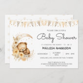 Boho水彩可愛いクマ男の赤ちゃんシャワー 招待状 (正面/裏面)
