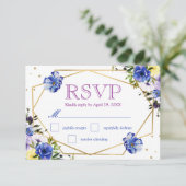 Boho水彩夏の花ウェディングRSVP 出欠カード (スタンド正面)