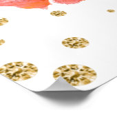 Boho水彩夏の花金ゴールドフレーム結婚ズ ポスター (角)