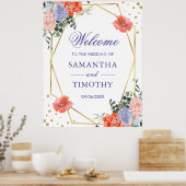 Boho水彩夏の花金ゴールドフレーム結婚ズ ポスター (キッチン)