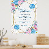 Boho水彩夏の花金ゴールドフレーム結婚ズ ポスター (キッチン)