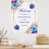 Boho水彩夏の花金ゴールドフレーム結婚ズ ポスター (キッチン)