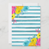 Boho水彩夏の花金ゴールドフレーム結婚ズ 招待状 (裏面)