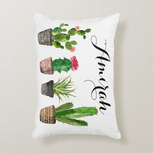 Boho水彩多肉汁型カスタムアクセント枕 アクセントクッション (正面(垂直))