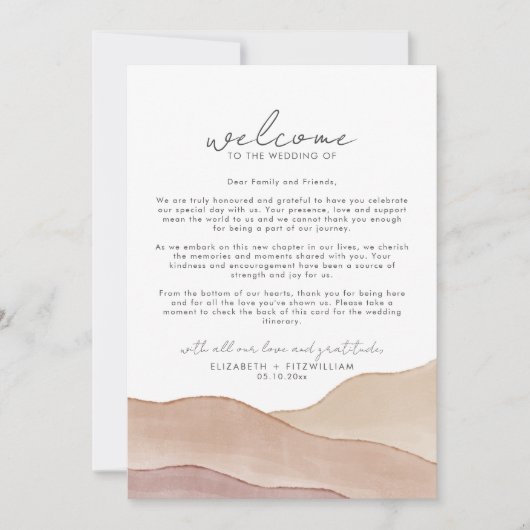 Boho水彩抽象芸術ウェルカムノート&旅程 (正面)