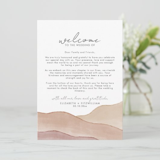 Boho水彩抽象芸術ウェルカムノート&旅程 (スタンド正面)