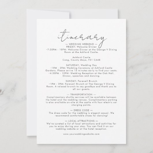 Boho水彩抽象芸術ウェルカムノート&旅程 (裏面)