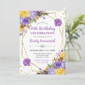 Boho水彩春の花フレーム50誕生日 招待状 (スタンド正面)