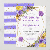 Boho水彩春の花フレーム50誕生日 招待状 (正面/裏面)