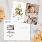 Boho水彩暖炉と緑2写真 シーズンポストカード