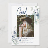 Boho水彩木綿花卒業 案内状 (正面)