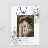 Boho水彩木綿花卒業 案内状 (正面/裏面)