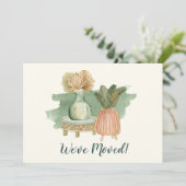 Boho水彩植物が新しいホームアドレスを移動 案内状 (スタンド正面)